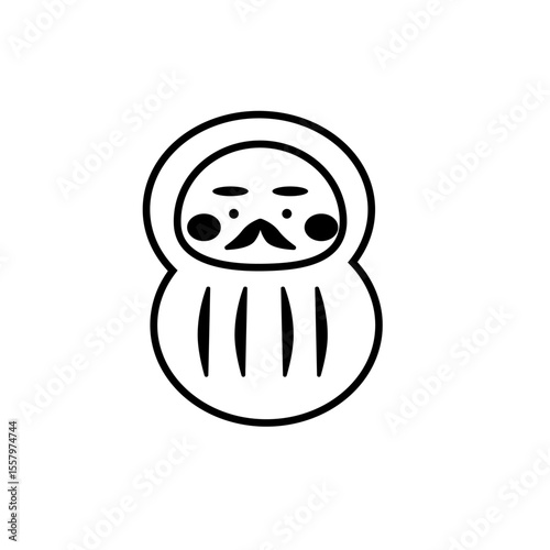 シンプルな線画のだるまのイラスト