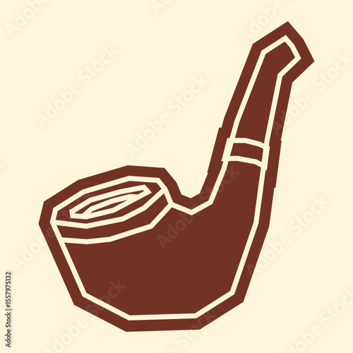 Simple One Colour Sticker of A Smoking Pipe Cutout Style