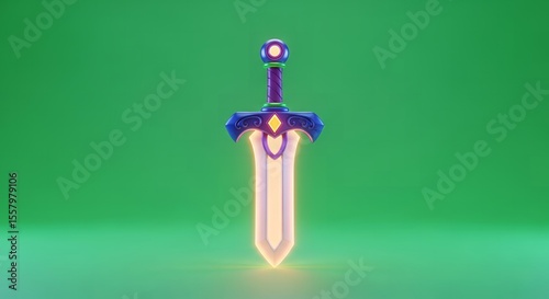 Glowing Fantasy Sword 3D Render: Magical Weapon Design for Game or Animation