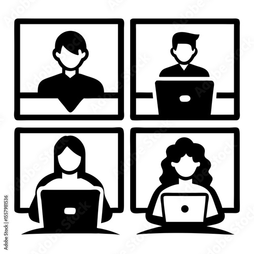 Online course. Cartoon scenes of persons learning at home with laptop and computer, teachers and students studying. Vector remote lessons concept set. Illustration of online student learning