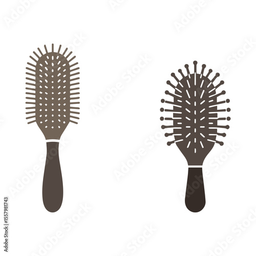 Minimalist hair brush silhouette on white background. Hair brush icon vector illustration.