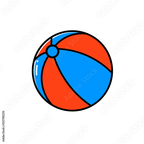 Vector illustration of a beach ball, either as a sticker, logo or icon on a white background.