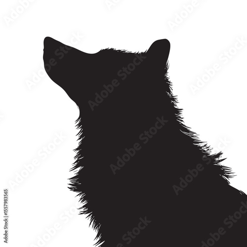 abstract wolf head profile silhouette set, Black & White silhouette set