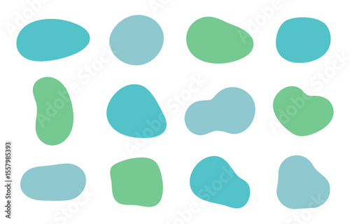 Turquoise and Green Fluid Shapes – Fresh Abstract Blob Elements

