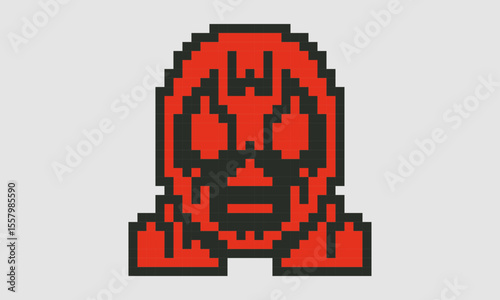 Masked Wrestler dot illustration1 -pixel art-