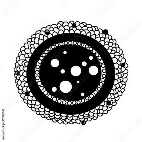 A vector icon of a lysosome, an organelle found in animal cells. This simple, circular illustration depicts a membrane-bound vesicle containing various substrates, representing the hydrolytic enzymes 