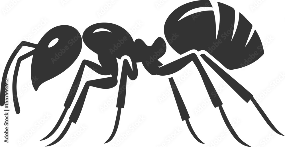 Fototapeta premium Black vector of ant insect silhouette