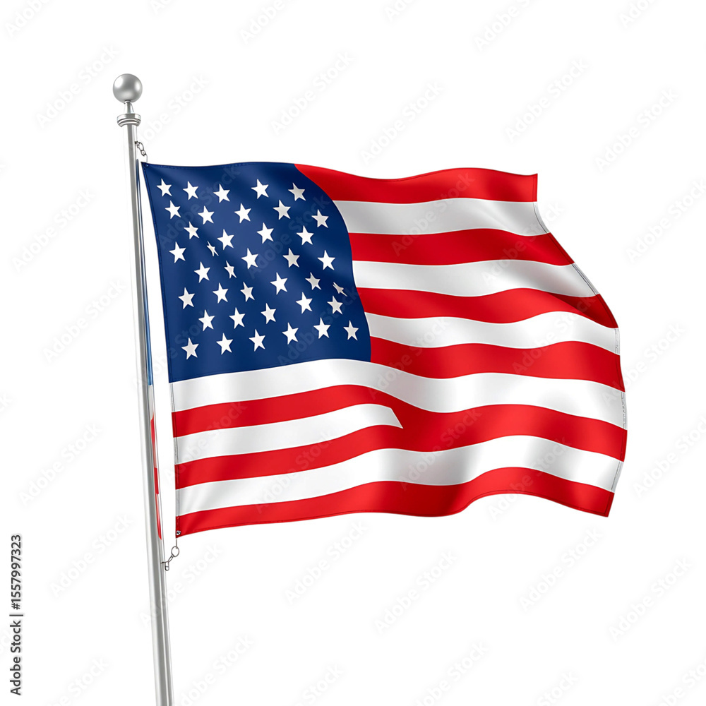 Fototapeta premium A patriotic symbol featuring a waving United States flag against a solid black background, ideal for memorial day projects, fourth of july, or patriotic celebrations.