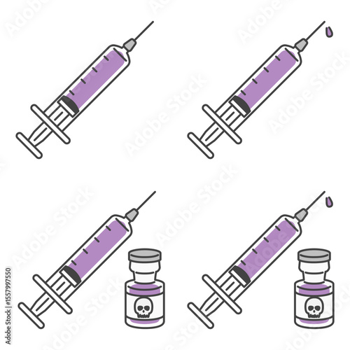 イラスト素材：危険な毒・薬物・ドラッグの注射・注射器