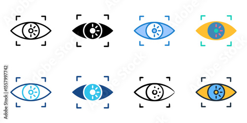Iris Recognition icon set multiple style collection 
