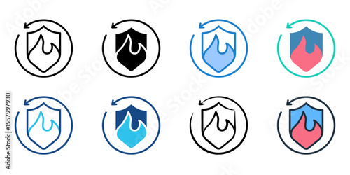 Disaster recovery icon set multiple style collection 
