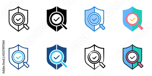 Security audit icon set multiple style collection 
