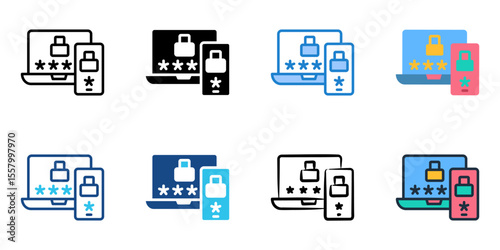 Multi factor authentication icon set multiple style collection 
