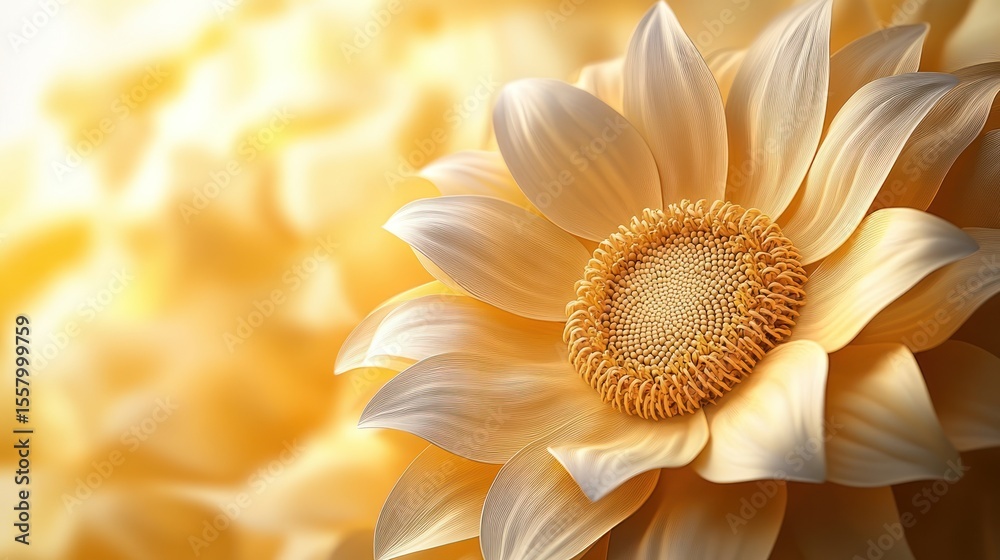Obraz premium Golden Sunflower Close-up, Soft Bokeh Background, Artistic Still Life, High-Quality Image, Digital Art, Nature Inspired, Use for Website Header