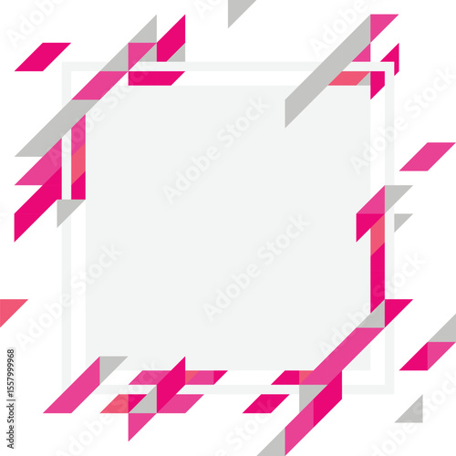Fractal Geometric Frames, Stylish Backgrounds, Pink, Gray / フラクタルな幾何学模様を纏ったフレーム素材 スタイリッシュな背景 ピンク 灰色