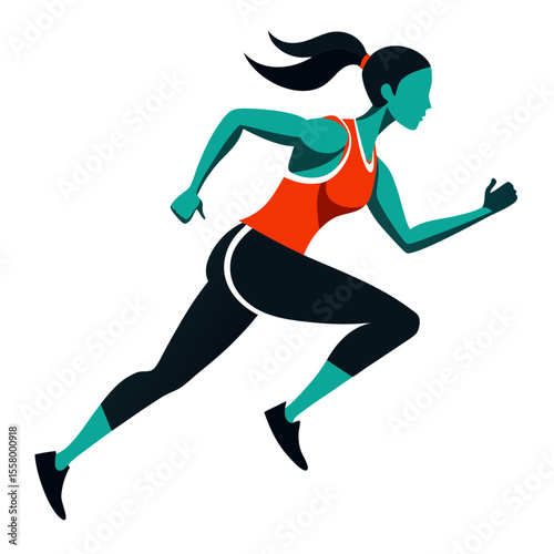 Dynamic Vector Illustration of a Female Runner A Powerful and Stylish Design for Fitness and Sports Branding