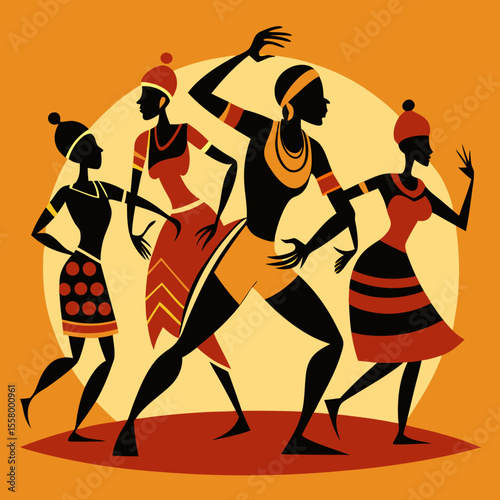 Vibrant Vector Illustration African Tribal Dance - A Celebration of Culture and Rhythm