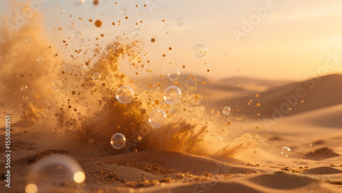 Wallpaper Mural Surreal Desert Dreamscape with Soap Bubbles and Sand Burst Torontodigital.ca