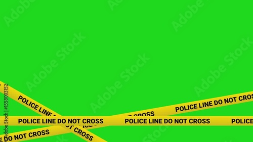 High-quality 4K footage features bright yellow police barrier tape clearly marked 