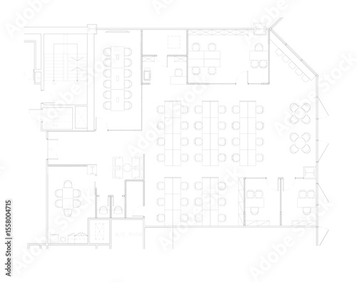 2D AutoCAD Office Furniture Layout Drawing with Conference Room and Desk in Vector Format