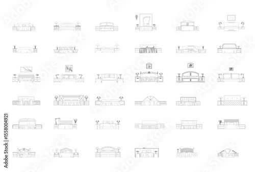 2D AutoCAD Block Drawing of Front Bunk Bed and Headrest Design in Vector Format