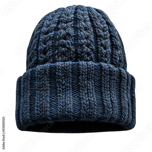 Dark Blue Cable Knit Beanie on Transparent Background High resolution image dark blue cable knit beanie The transparent