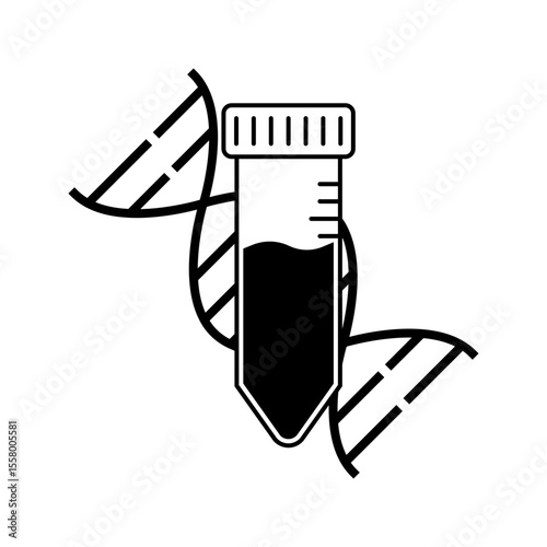 laboratory tube with DNA, illustration of genetic research and experiment icon vector