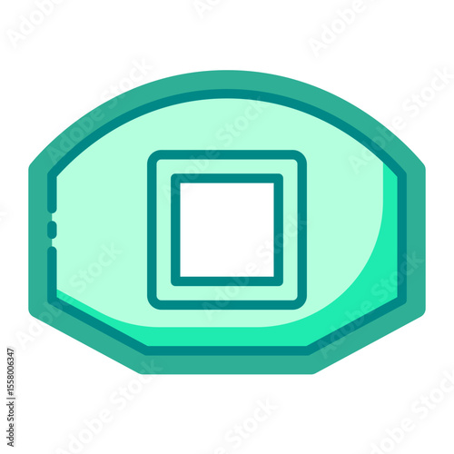 backboard green filled line icon for hoop setup and scoring base
