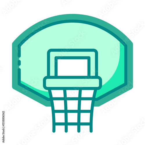 basket hoop green filled line icon for scoring goal and net play