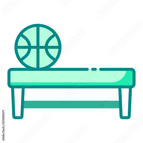 player bench green filled line icon for basketball team sideline seat