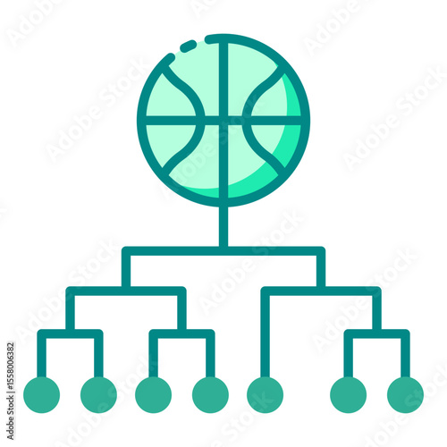 playoff green filled line icon for basketball team elimination bracket