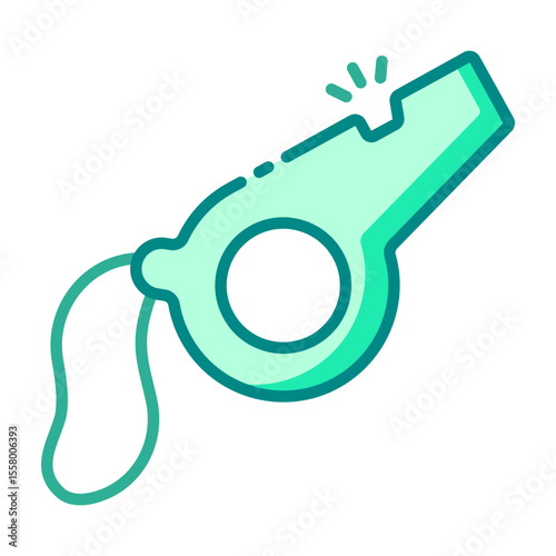 referee whistle green filled line icon for basketball game control