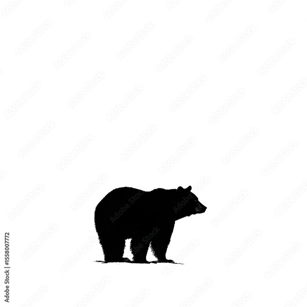 Fototapeta premium A silhouette of a bear standing in a transparent background, highlighting wildlife and nature.