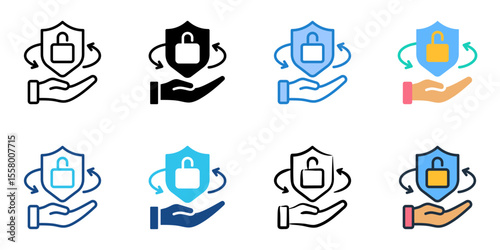 Vulnerability icon set multiple style collection 

