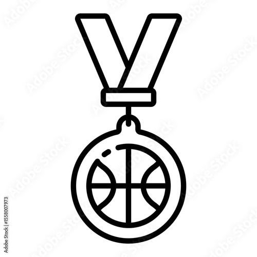 basketball medal outline icon for player award and honor