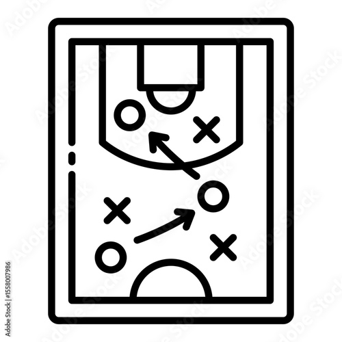 play strategy outline icon for basketball game tactic setup