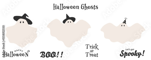 テキストフレームとして使えるハロウィンおばけの手描きイラスト