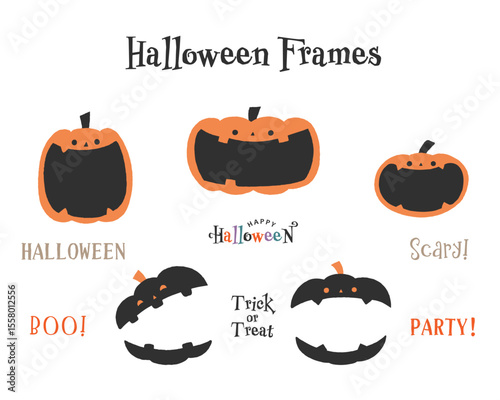 テキストフレームとして使えるハロウィンカボチャの手描きイラスト