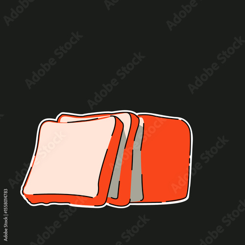 Bread and cookware illustration design in 3 colors with japanese text