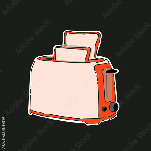Bread and cookware illustration design in 3 colors with japanese text