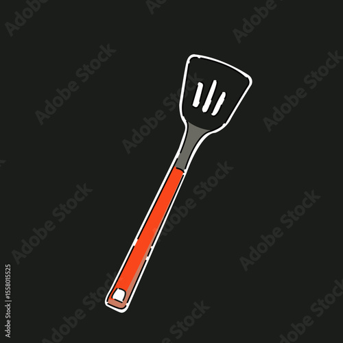 Bread and cookware illustration design in 3 colors with japanese text