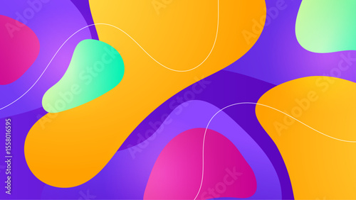 Abstract colorful design with fluid shapes suitable for backgrounds, posters, banners, and modern art projects needing vibrant elements and energy.