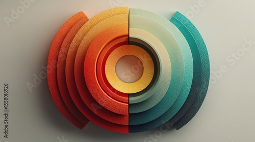 Abstract Layered Ring: 3D Render of Colorful Geometric Design