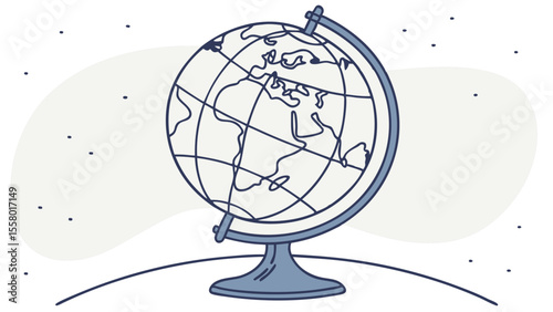 Outline World Globe Illustration for Geography, Education, and Global Concepts