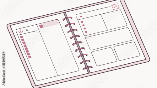 Minimalist Pink Planner Notebook with Customizable Layout and Productivity Features