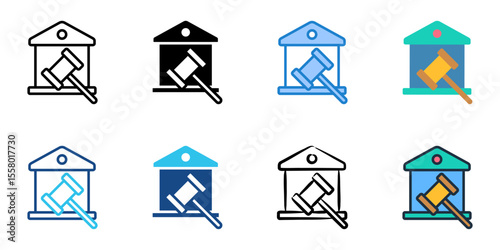 Criminal liability icon set multiple style collection 
