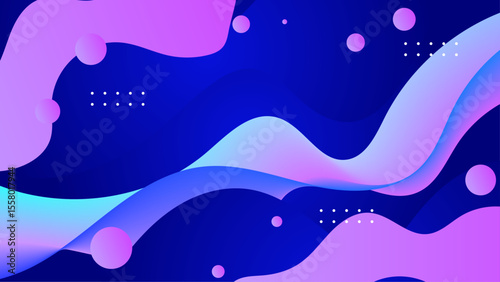 Abstract purple and orange wave shapes with small circles are ideal for designs requiring dynamic, modern, and energetic graphic elements. Great for backgrounds or web graphics.