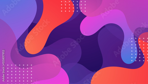 Abstract colorful fluid shapes and dots suitable for digital backgrounds, posters, and artistic designs. Vibrant and dynamic graphic elements for creative projects.