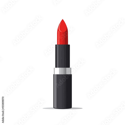 Classic red lipstick with black casing isolated on white background