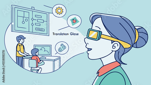 Woman in Smart Glasses Using Augmented Reality Interface for Digital Learning and Future Tech Interaction
